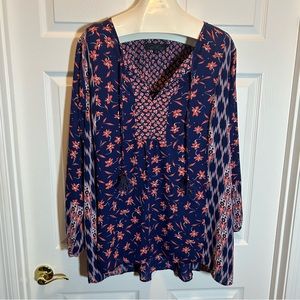 Diane Gilman Floral Print Peasant Top